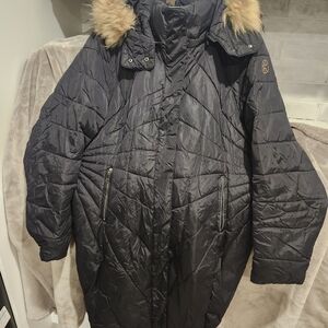 Stylish Black Coat with Gold Logo